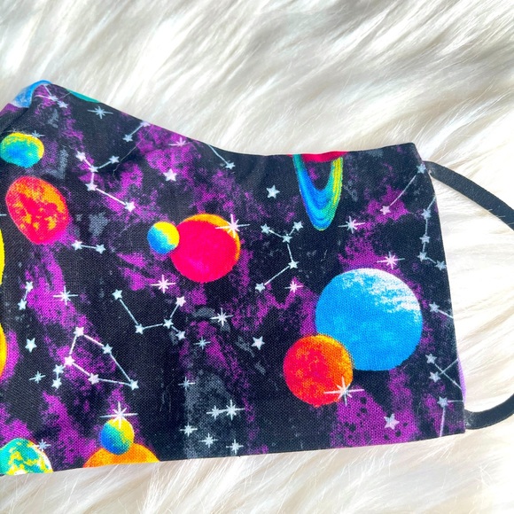 Black & Purple celestial Print Mask with Adjustable Straps, Solar System, Prints - Picture 2 of 3